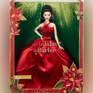 Barbie Signature 2022 Holiday Doll Asian Doll Red Gown NWT